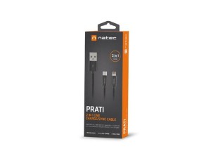 Kabel Natec Extreme Media USB-A - Lightning + micro USB-B M/M combo 1m czarny