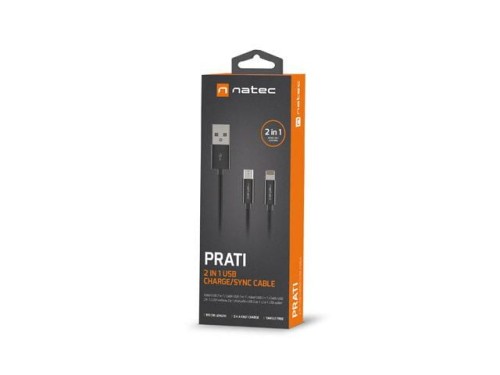 Kabel Natec Extreme Media USB-A - Lightning + micro USB-B M/M combo 1m czarny - 1379441
