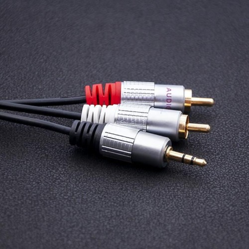 Kabel Qoltec 2xRCA / Mini Jack 3.5mm | 1m | Czarny - 1379521