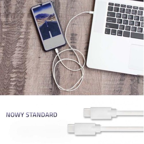 Kabel USB Qoltec 2.0 typ C męski | USB 2.0 typ C męski | 1.4m | Biały - 1379594