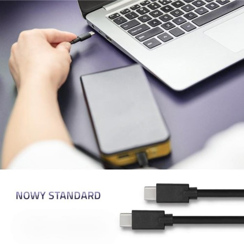 Kabel USB Qoltec 2.0 typ C męski | USB 2.0 typ C męski | 1.4m | Czarny - 1379603