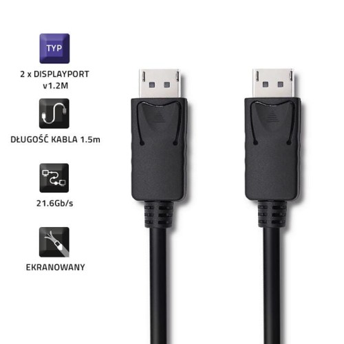 Kabel DisplayPort v1.2 Qoltec męski | DisplayPort v1.2 męski | 5K | 1.5m - 1379686