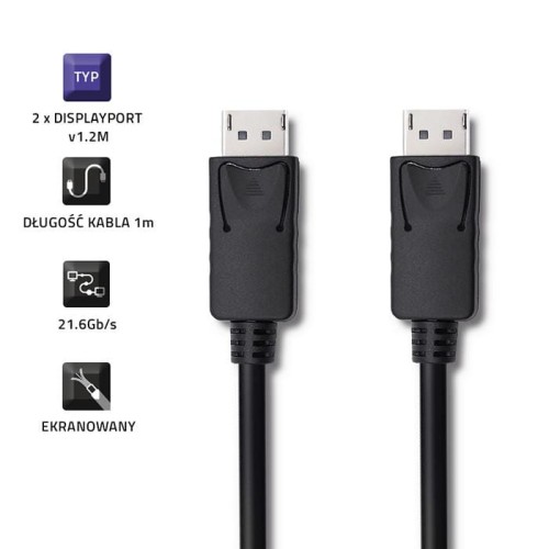 Kabel DisplayPort v1.2 Qoltec męski | DisplayPort v1.2 męski | 5K | 1m - 1379691