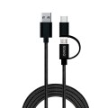 Kabel USB 2.0 Savio CL-128 USB A (M) - Micro USB B (M) / typ C (M) 2w1, 2,1A, 1m, czarny - 1186920