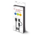 Kabel USB 2.0 Savio CL-128 USB A (M) - Micro USB B (M) / typ C (M) 2w1, 2,1A, 1m, czarny - 1310005