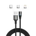 Kabel USB 2.0 SAVIO CL-152 USB – USB Typ C, Micro i Lightning, QC i PD 3.0, magnetyczny, 1m, czarny - 1330279