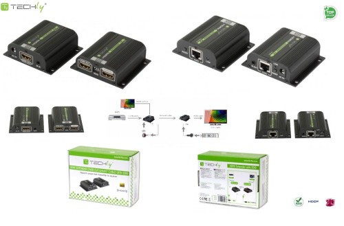 Extender HDMI Techly po skrętce Cat.6/6a/7, do 40m, EDID IR POE/POC - 683376