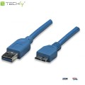 Kabel USB Techly USB 3.0 A-MicroB M/M 2m, niebieski - 973905