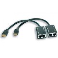 Extender HDMI Techly EXT-E30D po skrętce Cat. 5e/6 do 30m, czarny - 683404