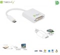 Adapter Techly USB31-DVI  USB-C 3.1 na DVI M/Ż, biały 0,15m IADAP - 973931