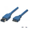 Kabel USB Techly USB 3.0 Super Speed, A-męski, Micro B-męski, 0,5m, niebieski ICOC - 973949