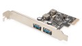 Kontroler USB 3.0 DIGITUS PCIe, 2x USB 3.0, Low Profile, Chipset UPD720202 - 986444