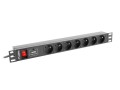 Listwa zasilająca Lanberg do RACK 1U 10A PDU 7x PL 2m czarna - 1049877