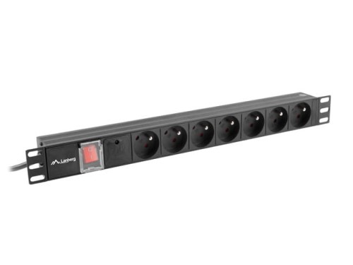 Listwa zasilająca Lanberg do RACK 1U 16A PDU 7x PL 2m czarna - 1049873