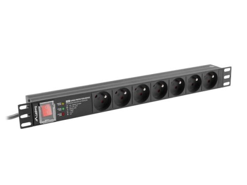 Listwa zasilająca Lanberg do RACK 19" 1U 16A PDU PRO 7x PL SPD-3MP 2m czarna - 914529