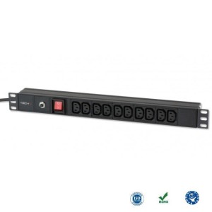 Listwa zasilająca Rack19" do UPS TechlyPro 10 gniazd 2m czarna