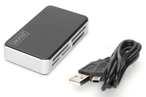 Czytnik kart DIGITUS DA-70322-2 USB 2.0, uniwersalny, czarno-srebrny - 1389538