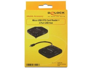 Czytnik kart Delock micro USB 2.0 OTG All in One + Hub
