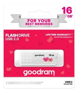 Pendrive GOODRAM UME2 VALENTINE 16GB USB 2.0 White
