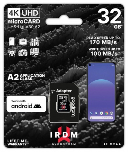 Karta pamięci microSDHC GOODRAM 32GB IRDM-A2 UHS + adapter - 1228666