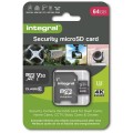 Karta pamięci Security Micro SD INTEGRAL 4K V30 UHS-1 U3 A1 64GB (+adapter SD) - 1389967