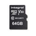 Karta pamięci Security Micro SD INTEGRAL 4K V30 UHS-1 U3 A1 64GB (+adapter SD) - 979012