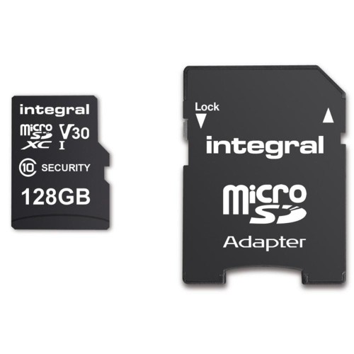 Karta pamięci Security Micro SD INTEGRAL 4K V30 UHS-1 U3 A1 128GB (+adapter SD) - 1389979