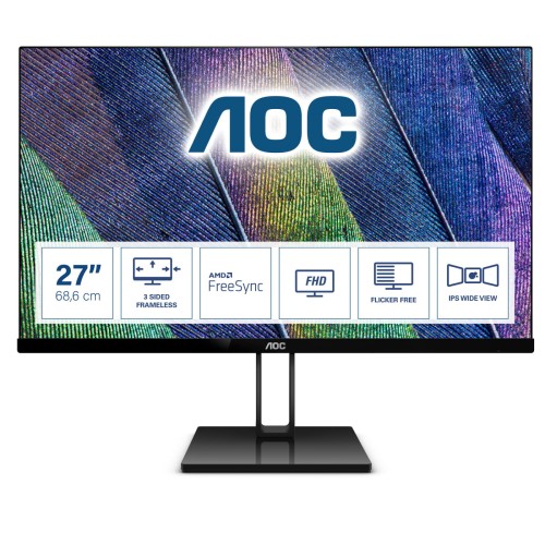 Monitor AOC 27V2Q (27"; IPS/PLS; FullHD 1920x1080; DisplayPort, HDMI; kolor czarny) - 1057433
