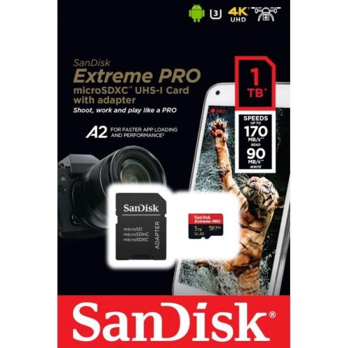 Karta pamięci microSDXC SanDisk EXTREME PRO 1TB 170/90 MB/s A2 V30 UHS-I U3 + Adapter - 627106