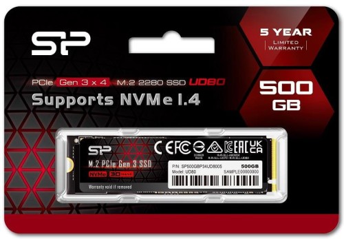 Dysk SSD Silicon Power UD80 500GB M.2 PCIe Gen3x4 NVMe (3400/2300 MB/s) - 1393112