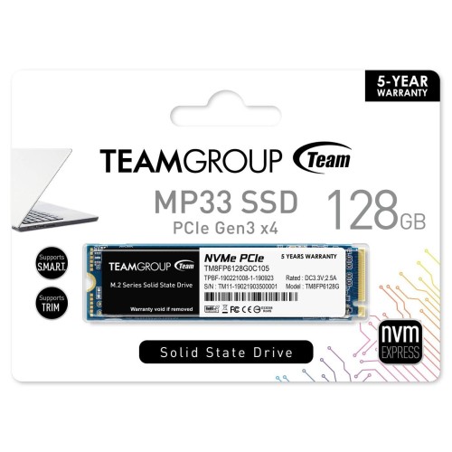 Dysk SSD Team Group MP33 128GB M.2 2280 PCIe (1500/500) - 1393423