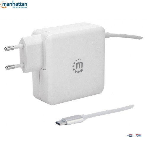 Zasilacz sieciowy Manhattan Power Delivery 230V USB-C, 60W USB-A 5V, biały - 966719