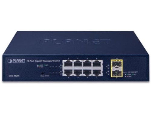 Switch zarządzalny Planet GSD-1020S 8-Port 1000Mb/s + 2-Port Base-X SFP - 1395306