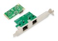 Karta sieciowa DIGITUS przewodowa mini PCI Express 2x RJ45 Gigabit 10/100/1000Mbps Low Profile - 1396134