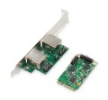 Karta sieciowa DIGITUS przewodowa mini PCI Express 2x RJ45 Gigabit 10/100/1000Mbps Low Profile - 1396135