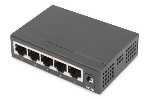 Switch niezarządzalny DIGITUS 5-portowy Gigabit Ethernet 10/100/1000 Mini Metal Box - 1396294