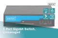 Switch niezarządzalny DIGITUS 5-portowy Gigabit Ethernet 10/100/1000 Mini Metal Box - 1396295