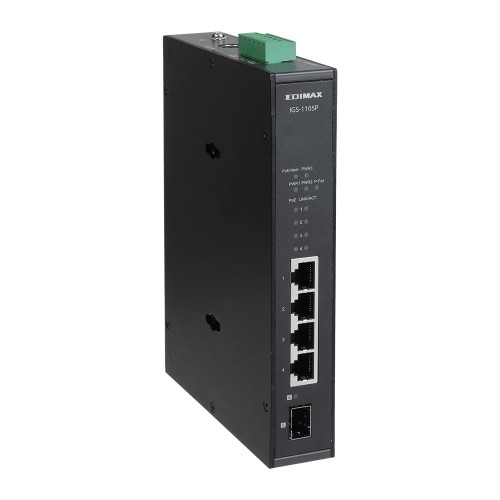 Switch niezarządzalny Edimax IGS-1105P 4x10/100/1000 PoE+ 1xSFP przemysłowy DIN Rail - 1043502