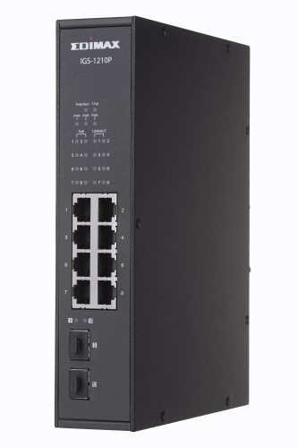 Switch niezarządzalny Edimax IGS-1210P 8x10/100/1000 PoE+ 2xSFP przemysłowy DIN Rail - 1043503