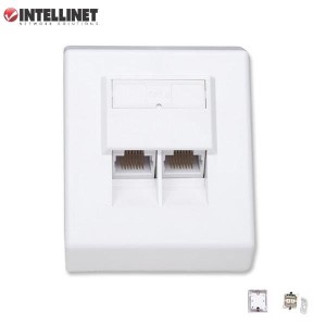 Gniazdo natynkowe Intellinet Cat.6 2xRJ45 UTP, białe