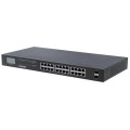Switch niezarządzalny Intellinet 24x 10/100/1000 Mbps PoE+ 370W + 2x SFP Rack 19" LCD - 1397715