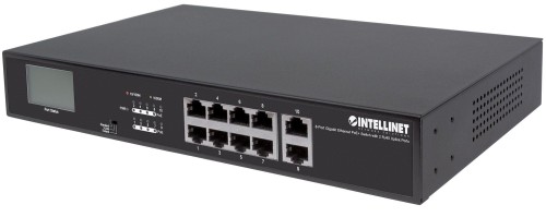 Switch niezarządzalny Intellinet 8x 10/100/1000 Mbps PoE+ 130W + 2x RJ45 Uplink LCD - 694195