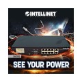 Switch niezarządzalny Intellinet 8x 10/100/1000 Mbps PoE+ 130W + 2x RJ45 Uplink LCD - 1397733