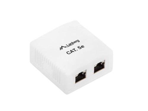 Gniazdo natynkowe Lanberg OS5-0002-W kat.5E ekranowane 2X RJ45 - 1039838