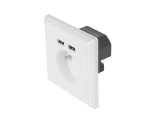 Gniazdo podtynkowe Lanberg 230V pojedyncze + 2x USB 2.1 A francuskie - 740085