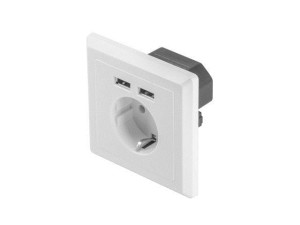 Gniazdo podtynkowe Lanberg 230V pojedyncze + 2x USB 2.1 A schuko