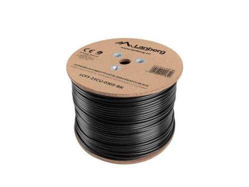 Kabel FTP Lanberg kat. 5e 305m drut Outdoor CU czarny - 740446
