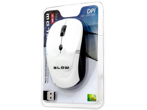 Mysz BLOW Mb-10 84-001# (optyczna; 1000 DPI, 1200 DPI, 1600 DPI; kolor biały - 783740
