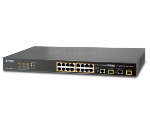 Switch zarządzalny Planet FGSW-1816HPS 16-Port PoE 100TX + 2-Port Gigabit TP/SFP Combo - 696209