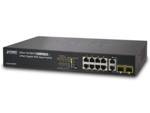 Switch zarządzalny Planet FGSD-1008HPS 8-Port PoE 100Base-TX + 2-Port Gigabit TP/SFP Combo